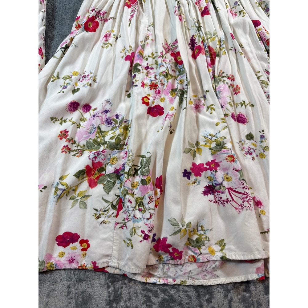 Torrid Floral Smocked Off Shoulder Bell Sleeve Mini Dress White Size 1 (XL) Boho - Picture 14 of 16